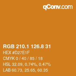 カラーコード: RGB 210.1 126.8 31 | qconv.com