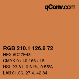 カラーコード: RGB 210.1 126.8 72 | qconv.com