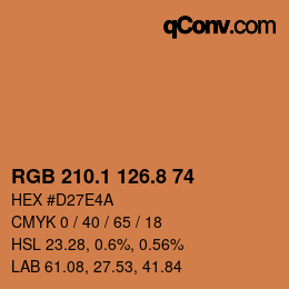 カラーコード: RGB 210.1 126.8 74 | qconv.com