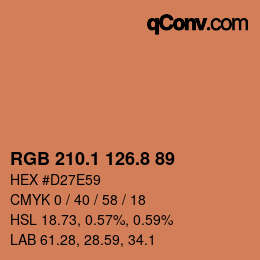 カラーコード: RGB 210.1 126.8 89 | qconv.com