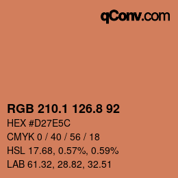 カラーコード: RGB 210.1 126.8 92 | qconv.com