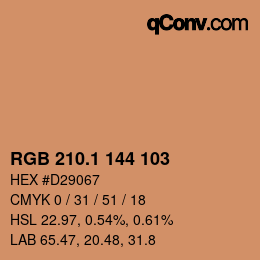 カラーコード: RGB 210.1 144 103 | qconv.com