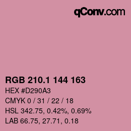 カラーコード: RGB 210.1 144 163 | qconv.com