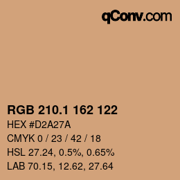 カラーコード: RGB 210.1 162 122 | qconv.com