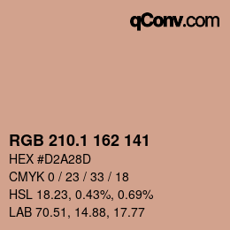 Color code: RGB 210.1 162 141 | qconv.com