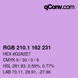 カラーコード: RGB 210.1 162 231 | qconv.com