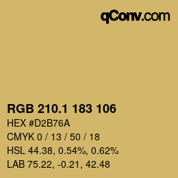 カラーコード: RGB 210.1 183 106 | qconv.com