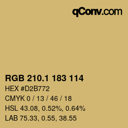 カラーコード: RGB 210.1 183 114 | qconv.com
