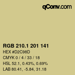 カラーコード: RGB 210.1 201 141 | qconv.com
