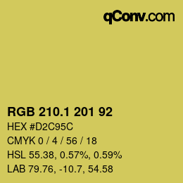 カラーコード: RGB 210.1 201 92 | qconv.com
