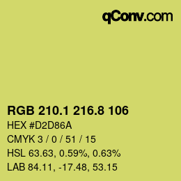カラーコード: RGB 210.1 216.8 106 | qconv.com