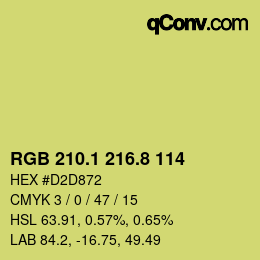 カラーコード: RGB 210.1 216.8 114 | qconv.com
