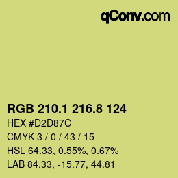 カラーコード: RGB 210.1 216.8 124 | qconv.com