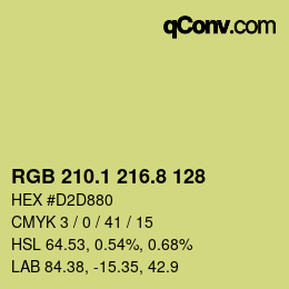 カラーコード: RGB 210.1 216.8 128 | qconv.com