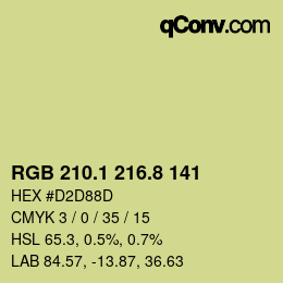 Color code: RGB 210.1 216.8 141 | qconv.com