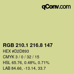 カラーコード: RGB 210.1 216.8 147 | qconv.com