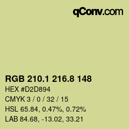 カラーコード: RGB 210.1 216.8 148 | qconv.com