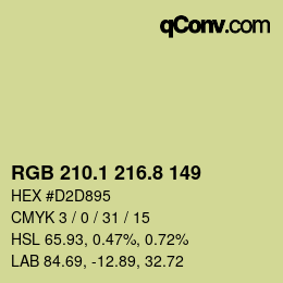 カラーコード: RGB 210.1 216.8 149 | qconv.com
