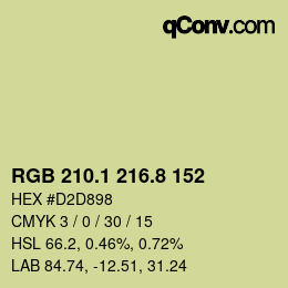 カラーコード: RGB 210.1 216.8 152 | qconv.com
