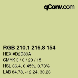 カラーコード: RGB 210.1 216.8 154 | qconv.com