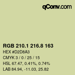 カラーコード: RGB 210.1 216.8 163 | qconv.com