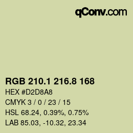 カラーコード: RGB 210.1 216.8 168 | qconv.com