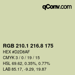 Color code: RGB 210.1 216.8 175 | qconv.com