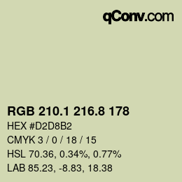 Color code: RGB 210.1 216.8 178 | qconv.com