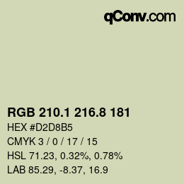 Color code: RGB 210.1 216.8 181 | qconv.com
