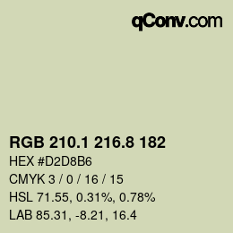 Farbcode: RGB 210.1 216.8 182 | qconv.com