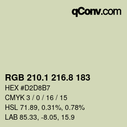 カラーコード: RGB 210.1 216.8 183 | qconv.com