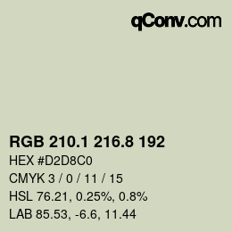 Color code: RGB 210.1 216.8 192 | qconv.com