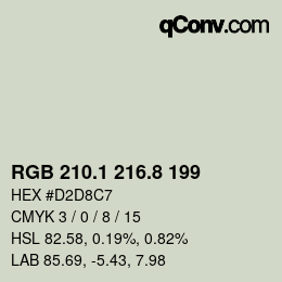 Color code: RGB 210.1 216.8 199 | qconv.com