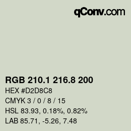 カラーコード: RGB 210.1 216.8 200 | qconv.com