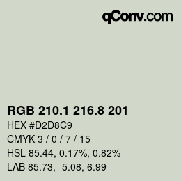 Código de color: RGB 210.1 216.8 201 | qconv.com