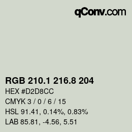 カラーコード: RGB 210.1 216.8 204 | qconv.com