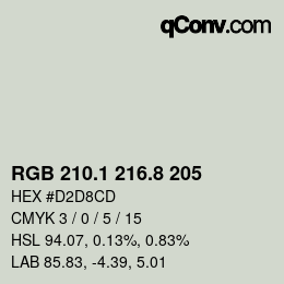 カラーコード: RGB 210.1 216.8 205 | qconv.com