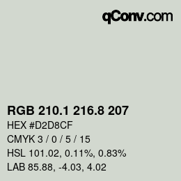 Código de color: RGB 210.1 216.8 207 | qconv.com