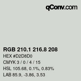 カラーコード: RGB 210.1 216.8 208 | qconv.com