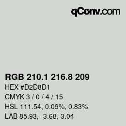 カラーコード: RGB 210.1 216.8 209 | qconv.com