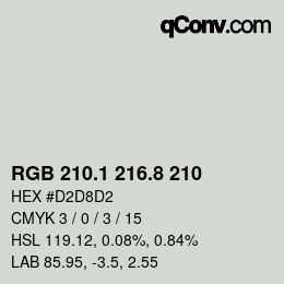 カラーコード: RGB 210.1 216.8 210 | qconv.com