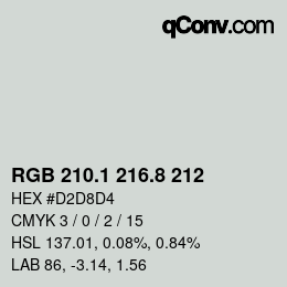 カラーコード: RGB 210.1 216.8 212 | qconv.com