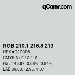 カラーコード: RGB 210.1 216.8 213 | qconv.com