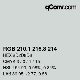 Color code: RGB 210.1 216.8 214 | qconv.com