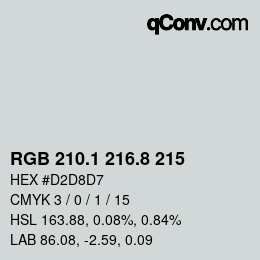 Color code: RGB 210.1 216.8 215 | qconv.com