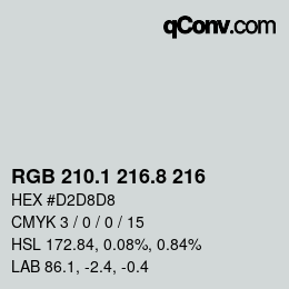 Color code: RGB 210.1 216.8 216 | qconv.com
