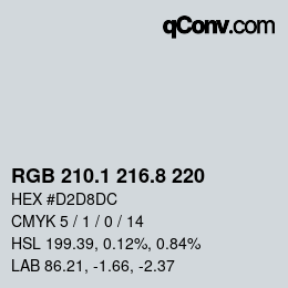 Color code: RGB 210.1 216.8 220 | qconv.com