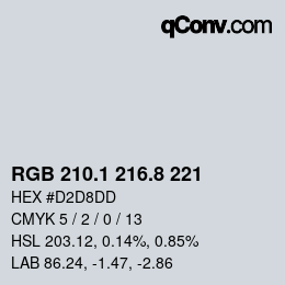 Color code: RGB 210.1 216.8 221 | qconv.com