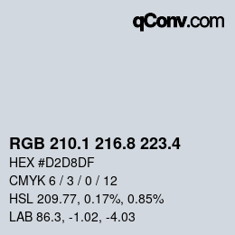 カラーコード: RGB 210.1 216.8 223.4 | qconv.com