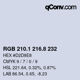 カラーコード: RGB 210.1 216.8 232 | qconv.com